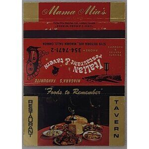 Vintage Mama Mias Italian Restaurant Tavern Matchbook Cover Niagara Falls Canada